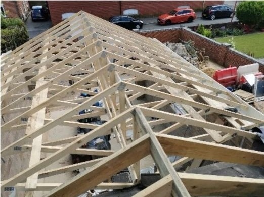 A trussed roof seen from above